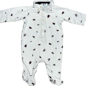 Ralph Lauren Polo Sleeper Onesie Ski Bear Button Front Size 3 Months